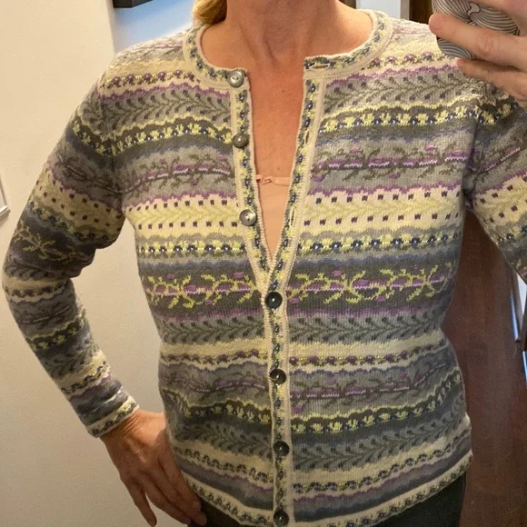 VINTAGE APPLESEEDS 100% cotton knit cardigan sweater. Size US petites small (SP) - Picture 1 of 10